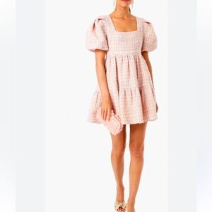 🌷Hyacinth House Pink Tweed Puff Sleeve Dress